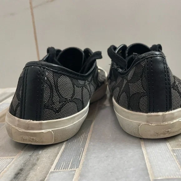 Coach Black and White Sneakers with Signature Pattern - Picture 6 of 13